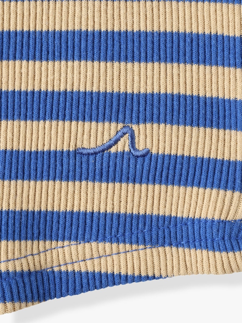 Rib Striped Long Sleeve Tee (orange/blue/100-140cm） 詳細画像 blue 3