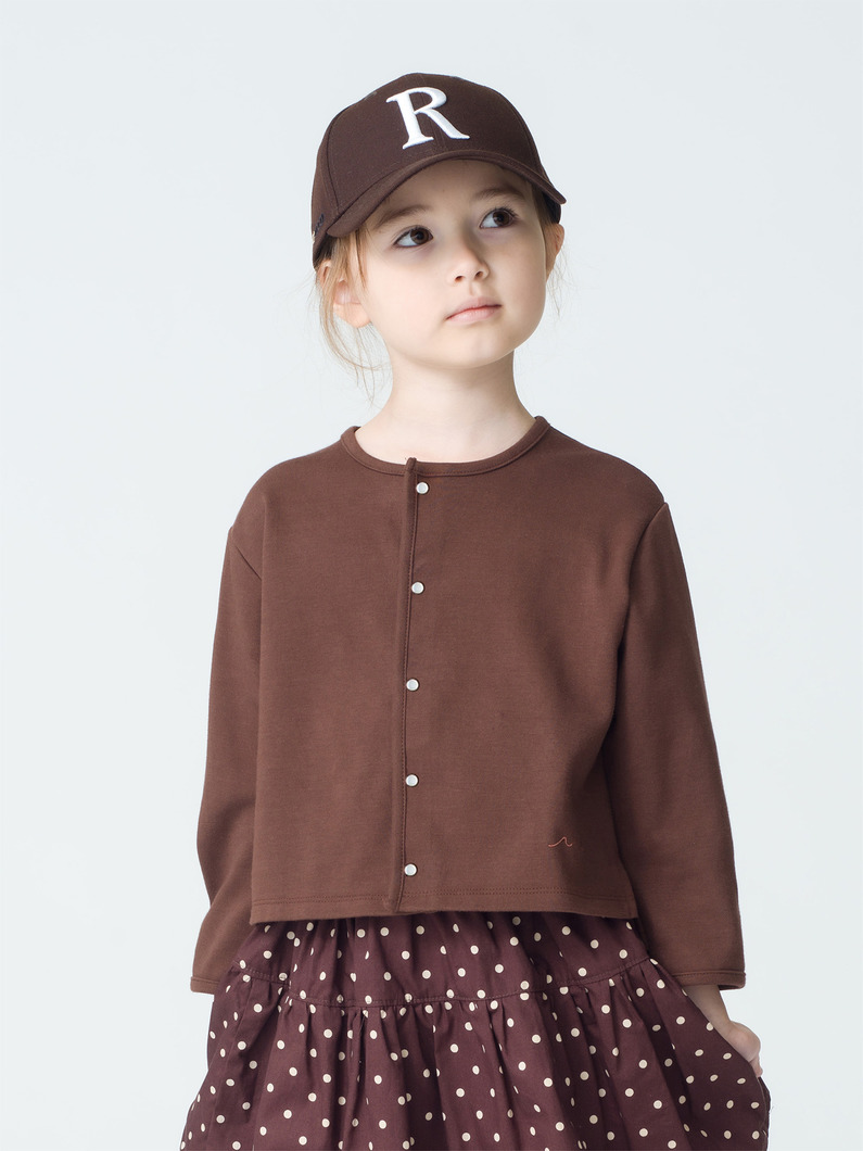 Simple Snap Cardigan (brown/dark blue/85-130cm) 詳細画像 brown 1