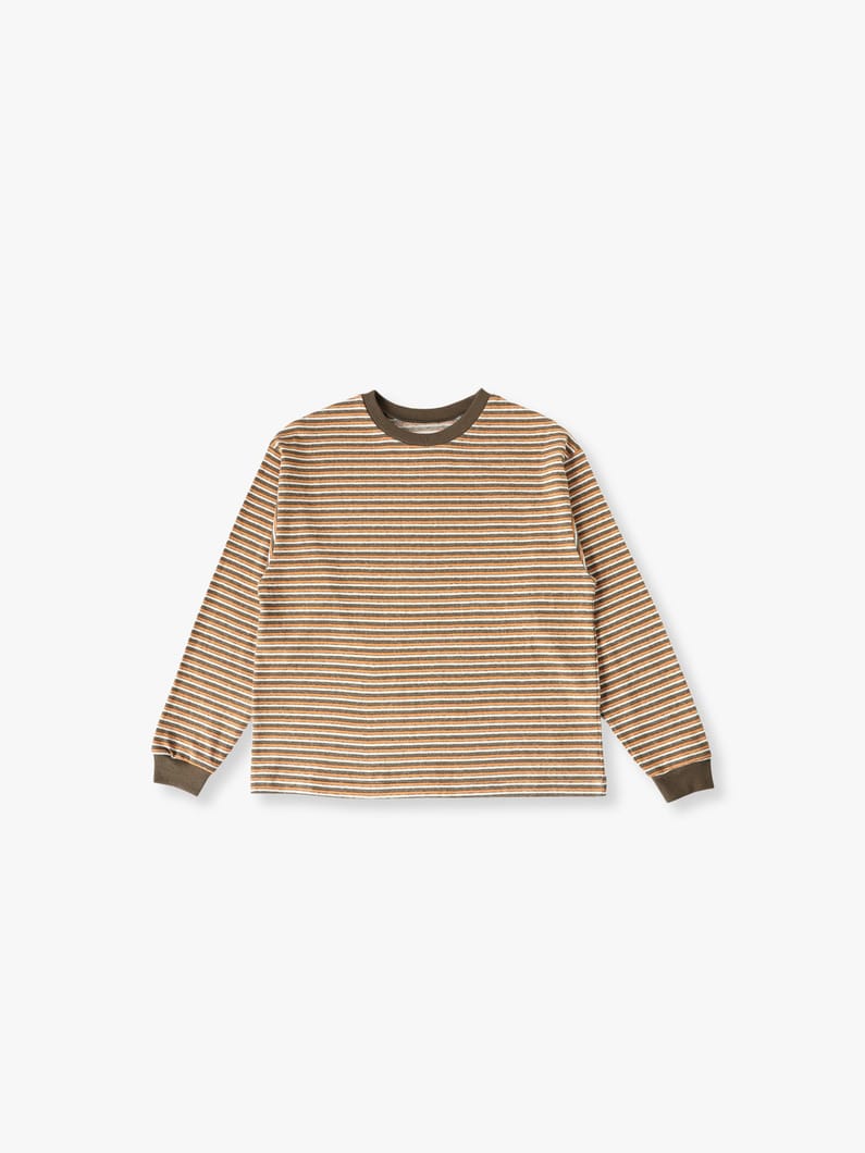 Multi Striped Long Sleeve Tee (130-140cm) 詳細画像 olive 1