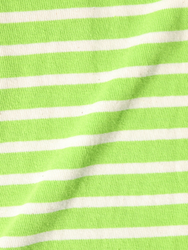 Cotton Striped Boat Neck Long Sleeve Tee (90-120cm) 詳細画像 green 4