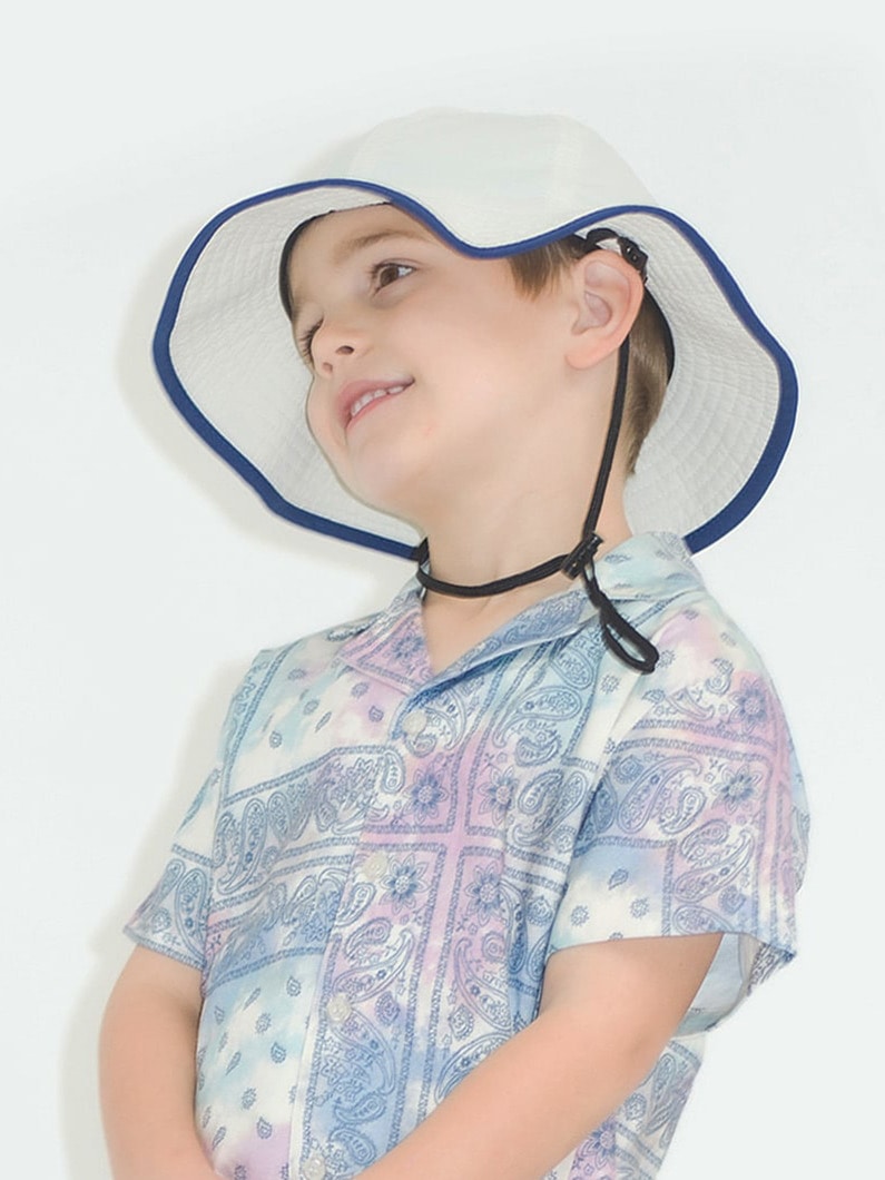 UV Cut Nylon Piping Hat (1-7year) 詳細画像 white 1