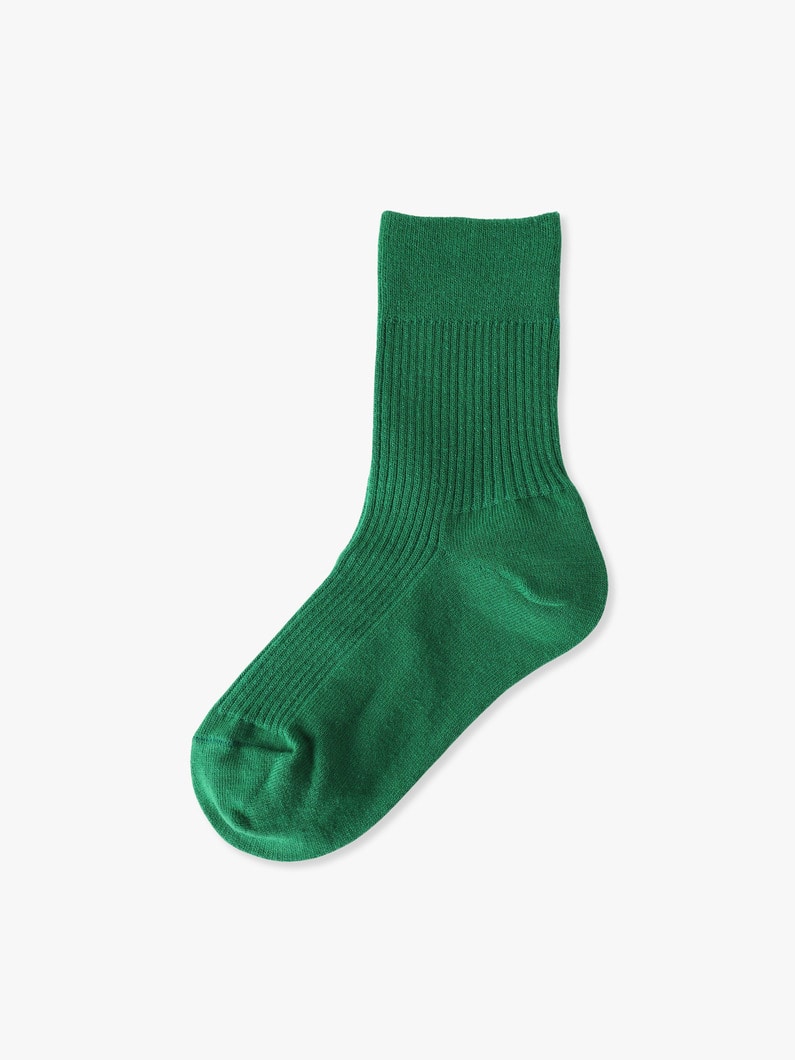 Plain Rib Socks (pink/green/13-21cm) 詳細画像 green