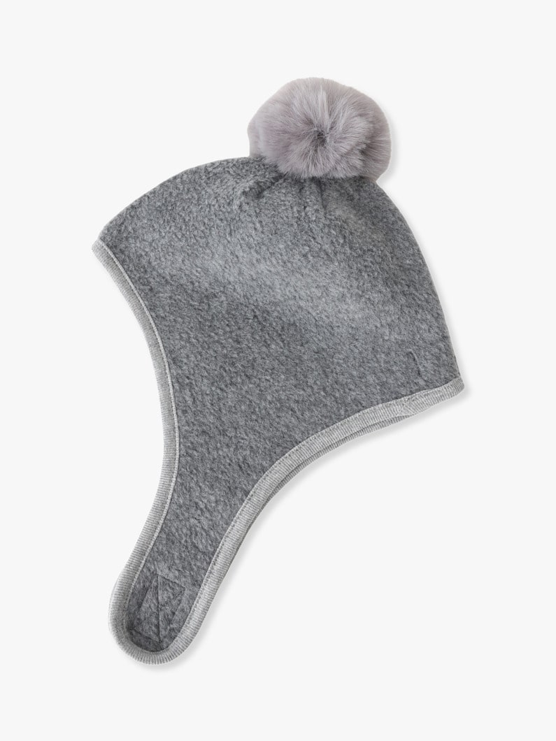 Fleece Pompom Bonnet (gray/red/0-2year) 詳細画像 gray