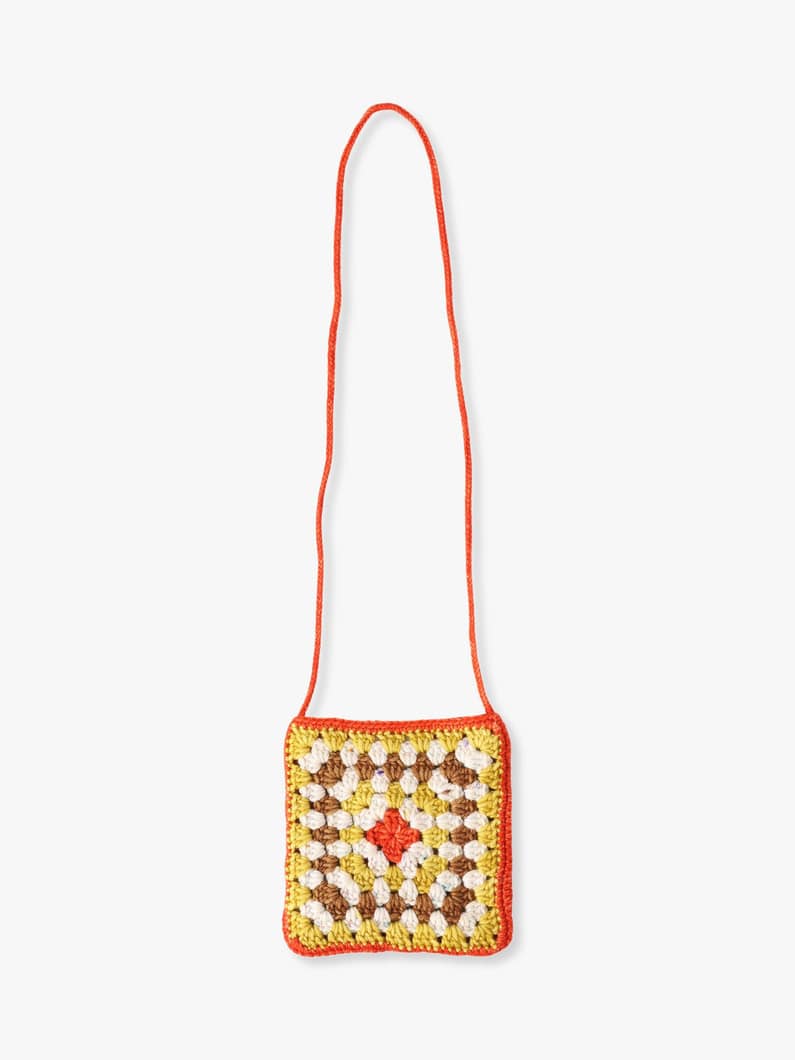 Crochet Big Square Bag (red/old rose) 詳細画像 red 1