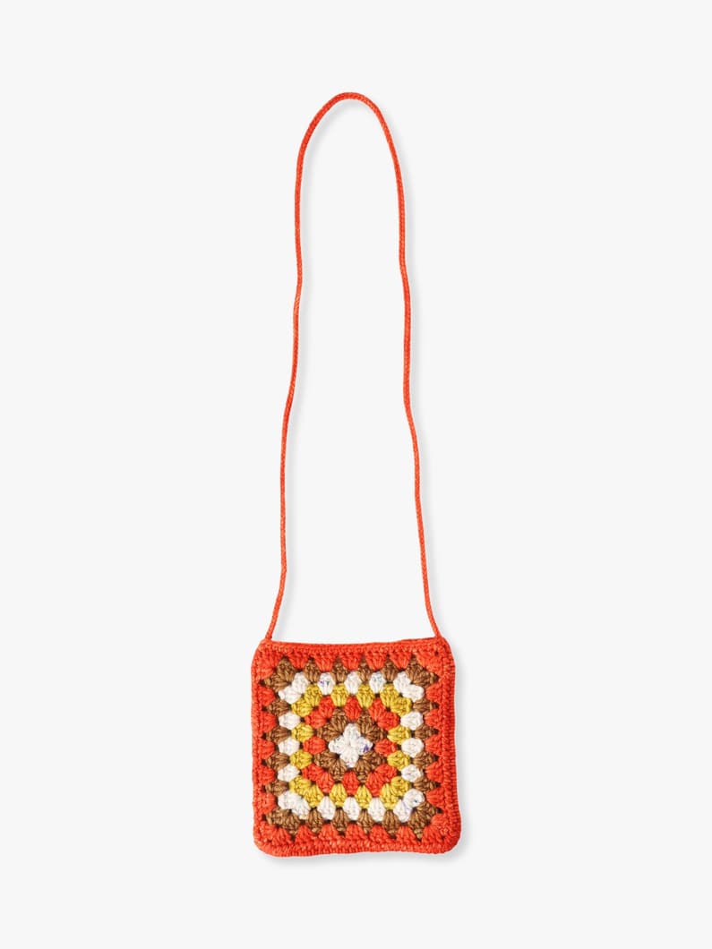 Crochet Big Square Bag (red/old rose) 詳細画像 red