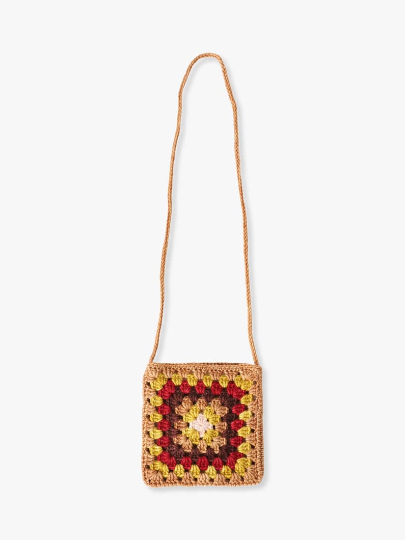 Crochet Big Square Bag (red/old rose) 詳細画像 old rose 1