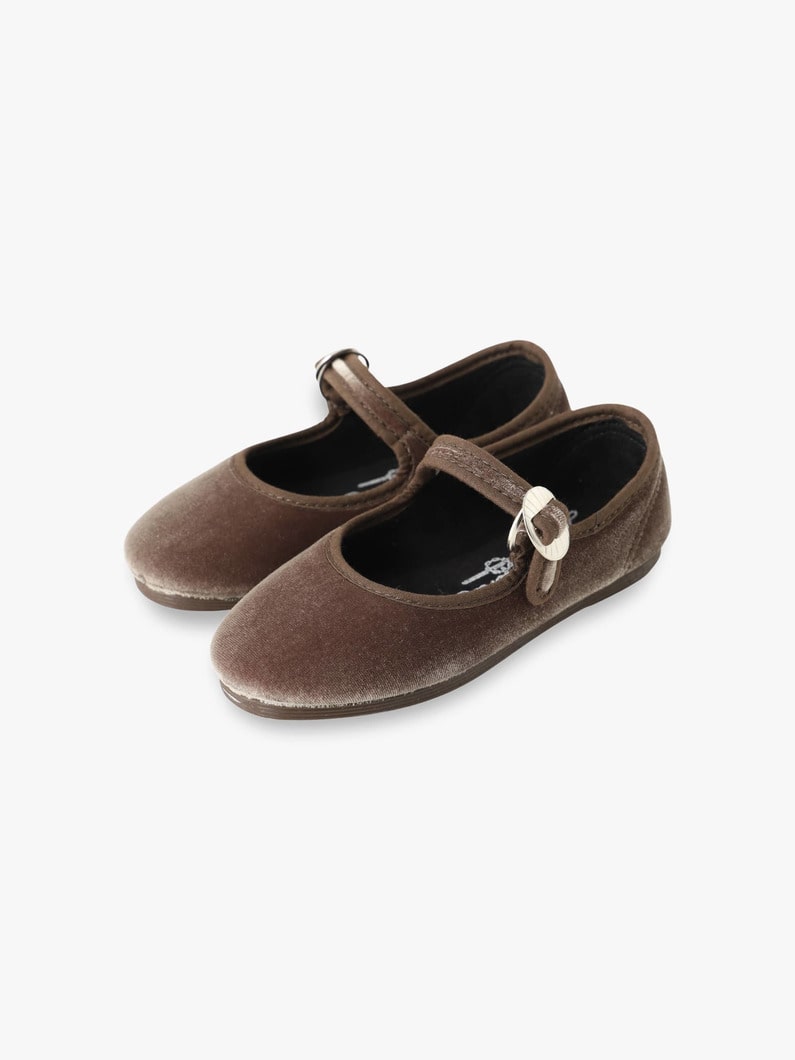 Japonesa Velvet One Strap Shoes (13-17cm) | シューズ 詳細画像 sand 1