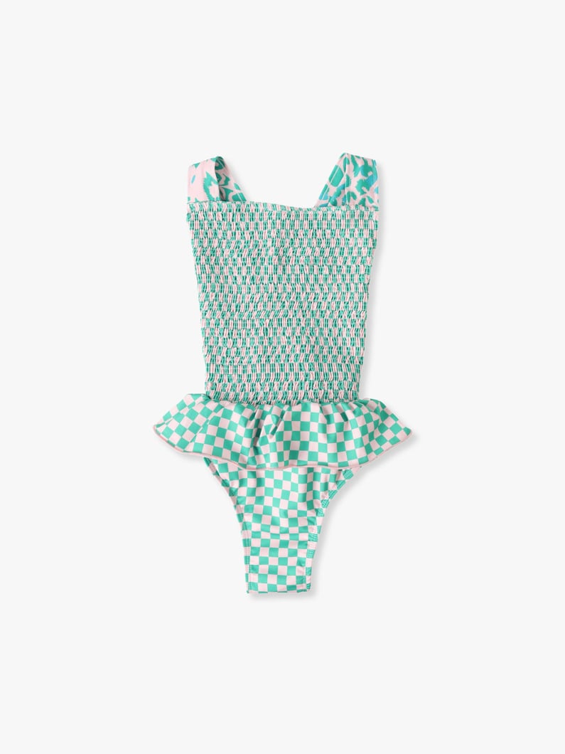 Squares Elastic Swimsuit (2-10year) 詳細画像 green 1
