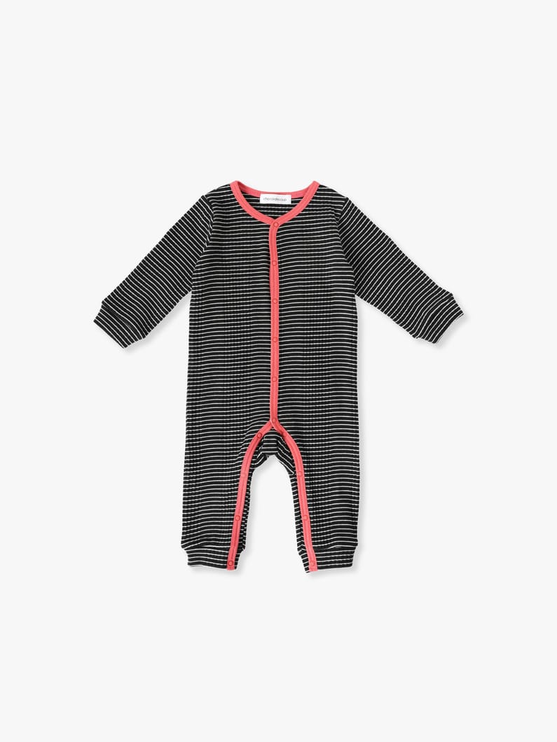 Tereco Striped Rompers (kinari/camel/black/70-80cm) 詳細画像 black 1