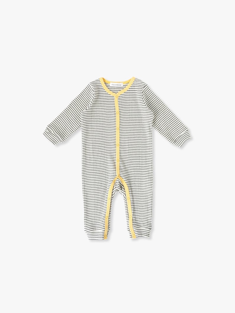 Tereco Striped Rompers (kinari/camel/black/70-80cm) 詳細画像 kinari