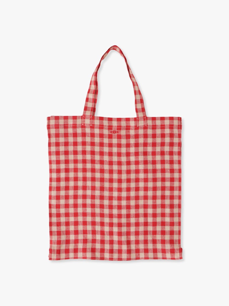 Gingham Linen Shopper Bag 詳細画像 red 1