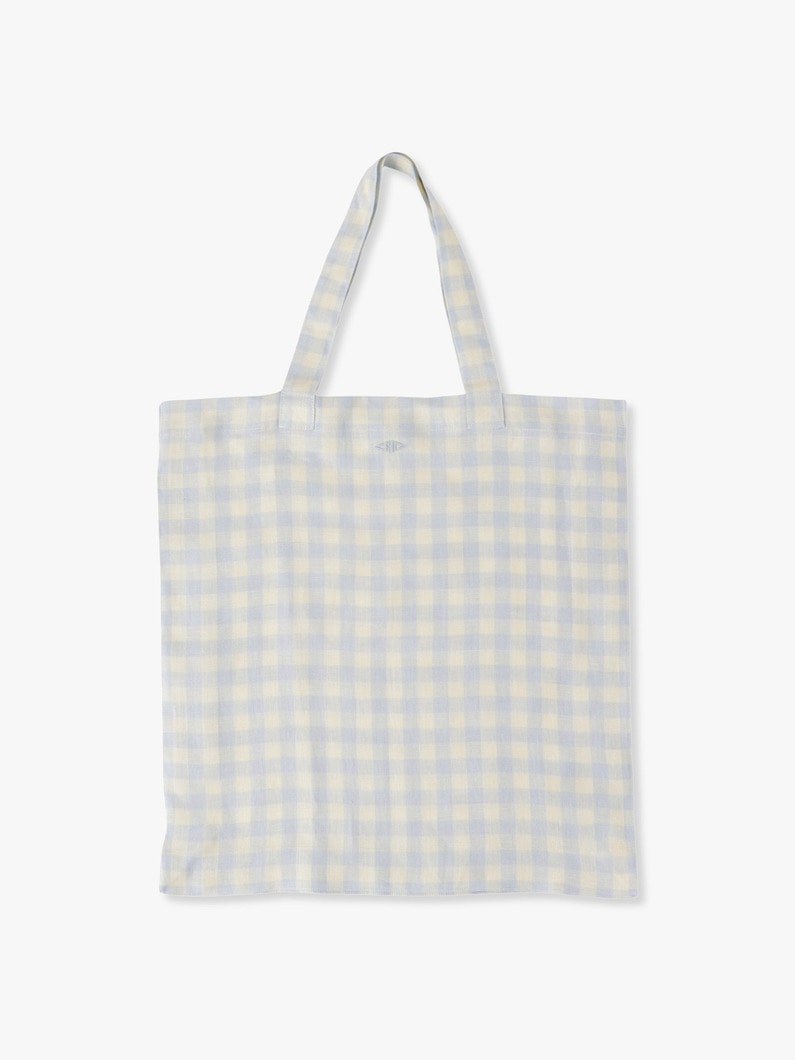 Gingham Linen Shopper Bag 詳細画像 light blue