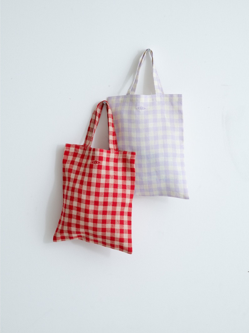 Gingham Linen Mini Bag 詳細画像 light blue 3