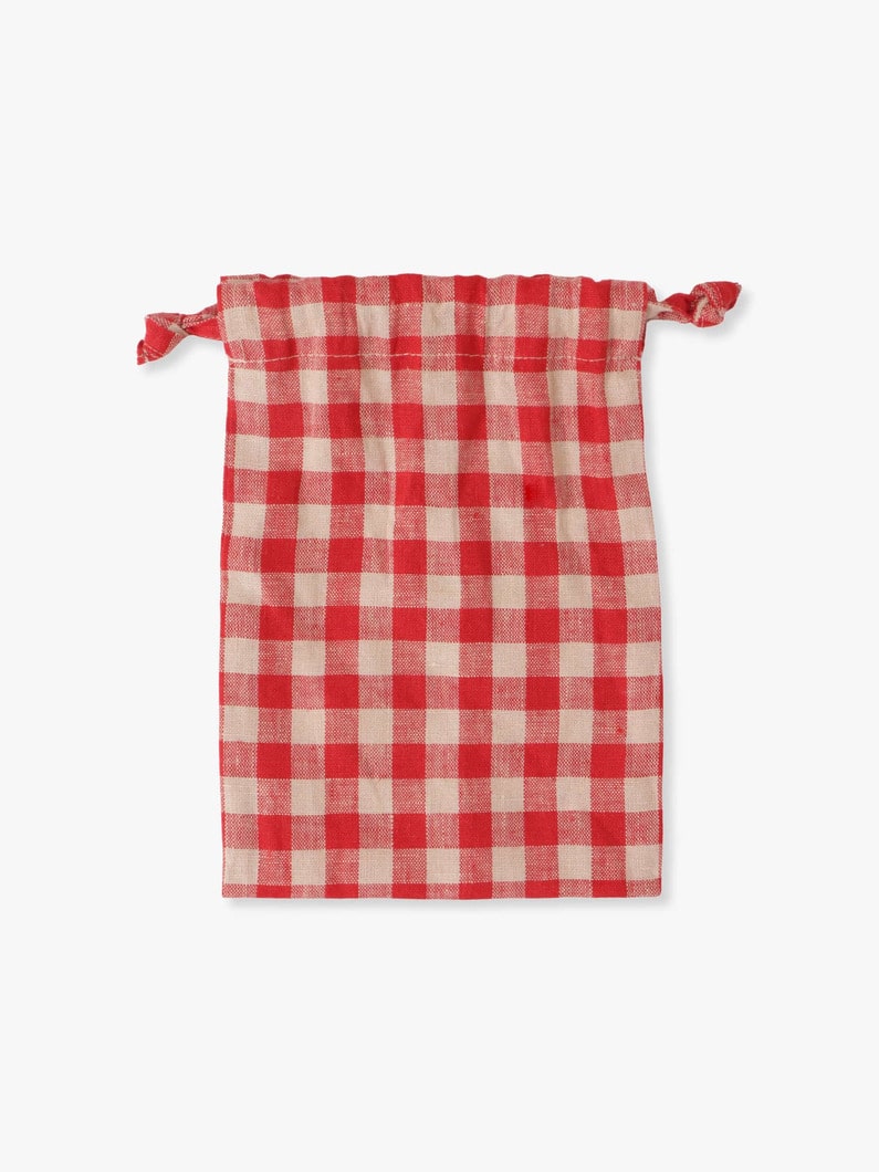 Gingham Linen Small Pouch 詳細画像 red 1