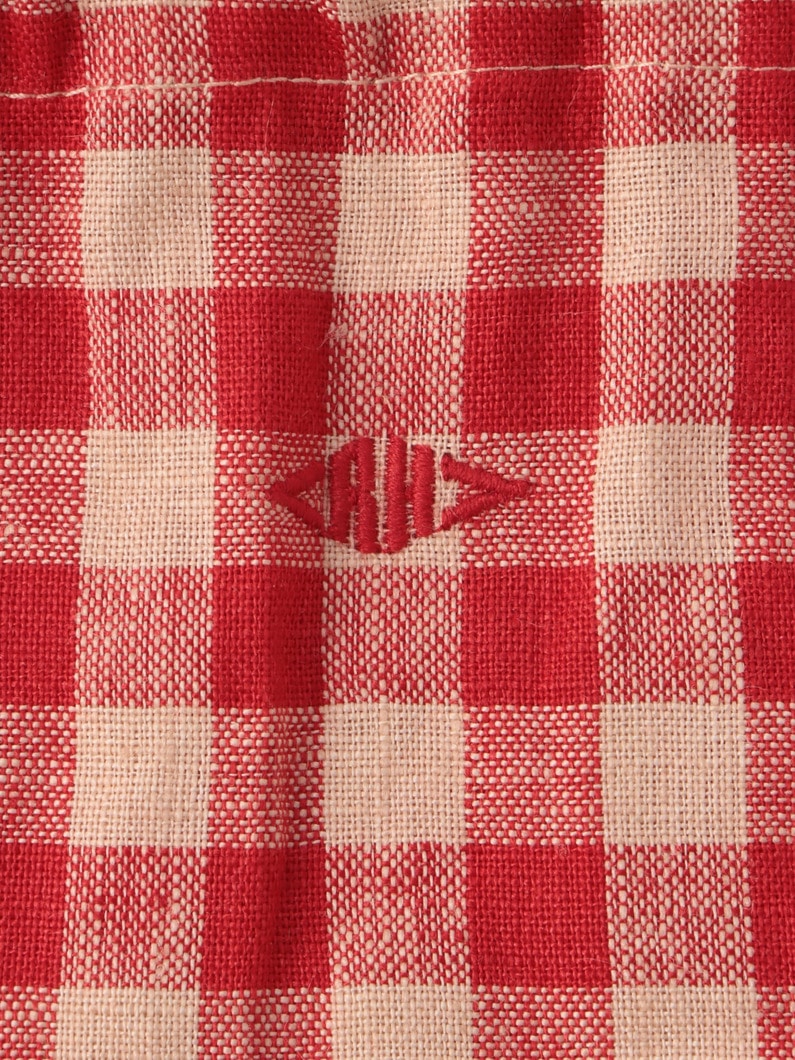 Gingham Linen Small Pouch 詳細画像 red 3