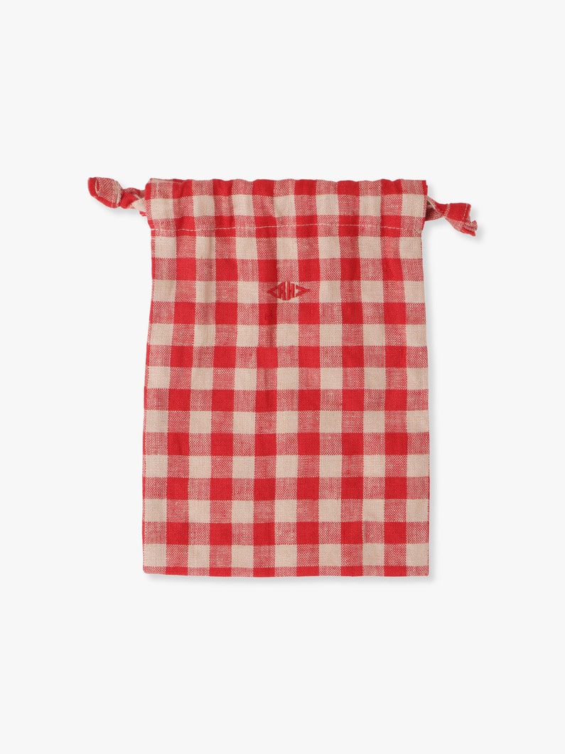 Gingham Linen Small Pouch 詳細画像 red