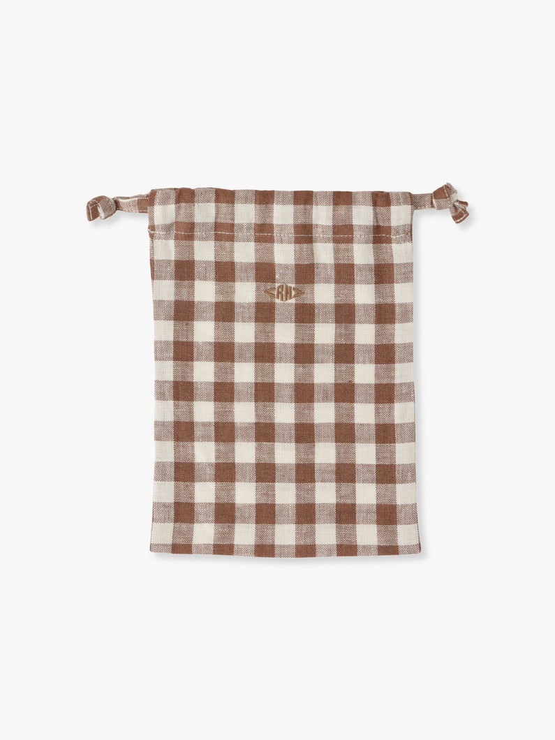 Gingham Linen Small Pouch 詳細画像 brown