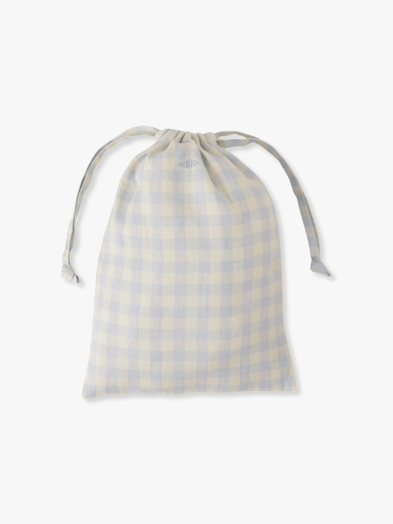 Gingham Linen Medium Pouch 詳細画像 light blue 2