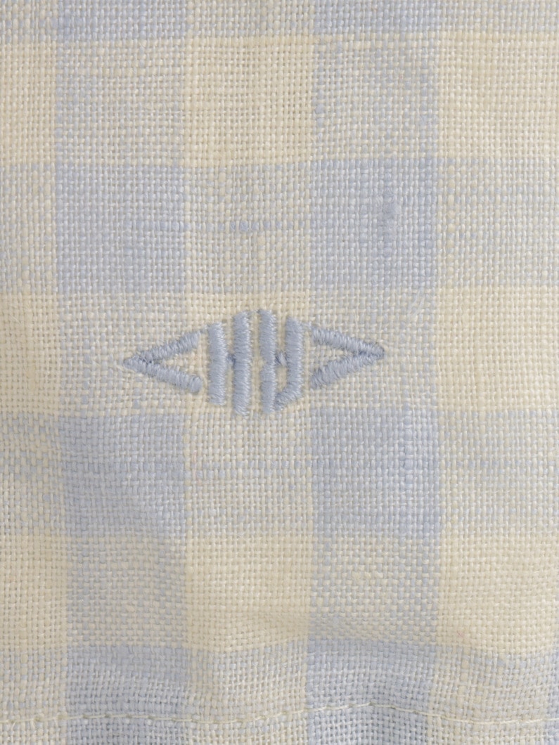 Gingham Linen Medium Pouch 詳細画像 light blue 4