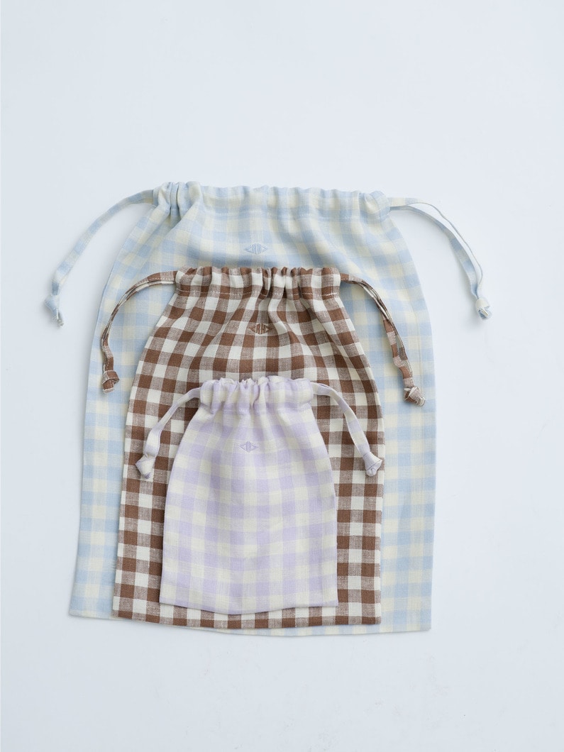 Gingham Linen Medium Pouch 詳細画像 light purple 6