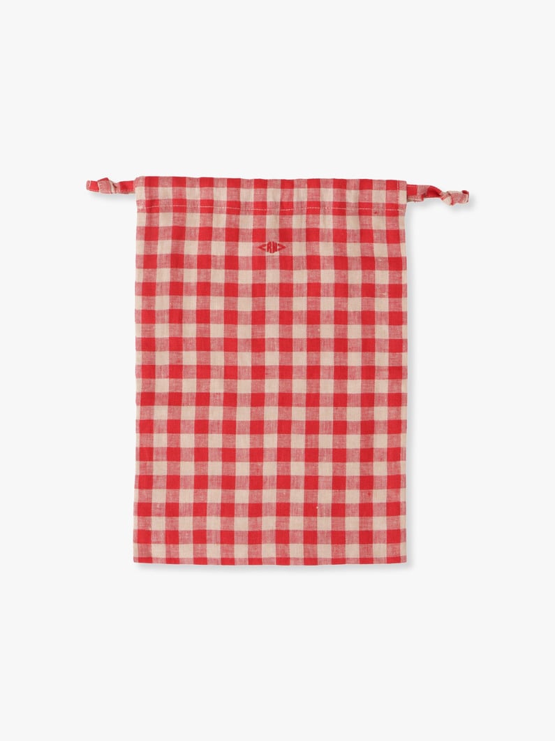 Gingham Linen Medium Pouch 詳細画像 red