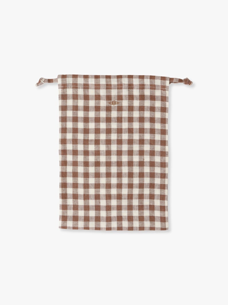 Gingham Linen Medium Pouch 詳細画像 brown