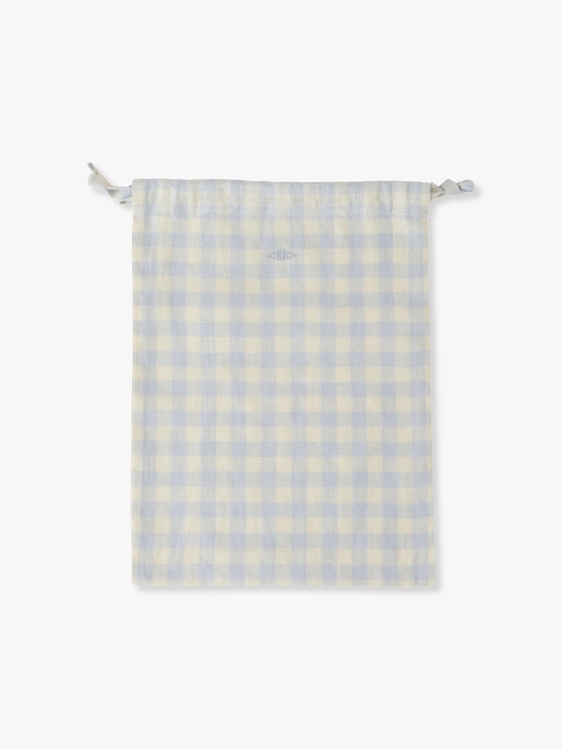 Gingham Linen Medium Pouch 詳細画像 light blue