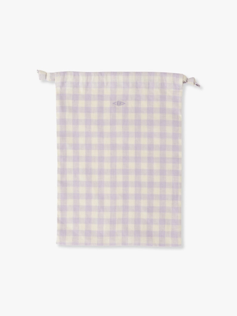 Gingham Linen Medium Pouch 詳細画像 light purple