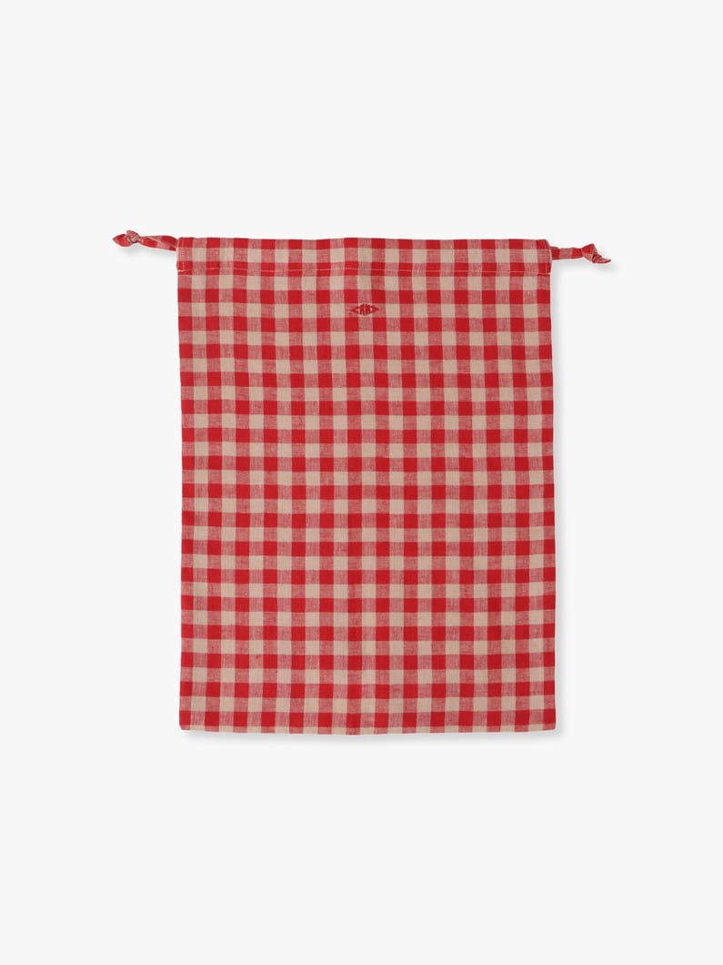 Gingham Linen Large Pouch 詳細画像 red