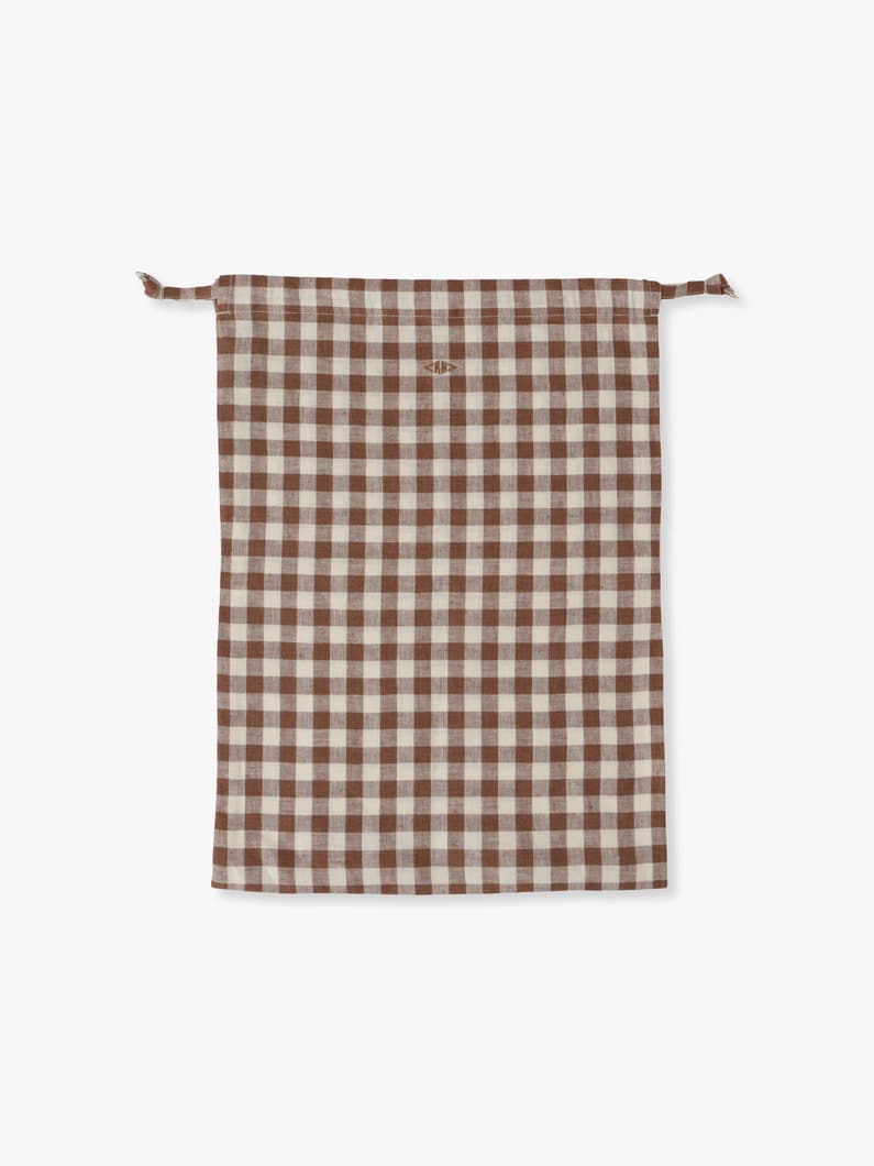 Gingham Linen Large Pouch 詳細画像 brown 1