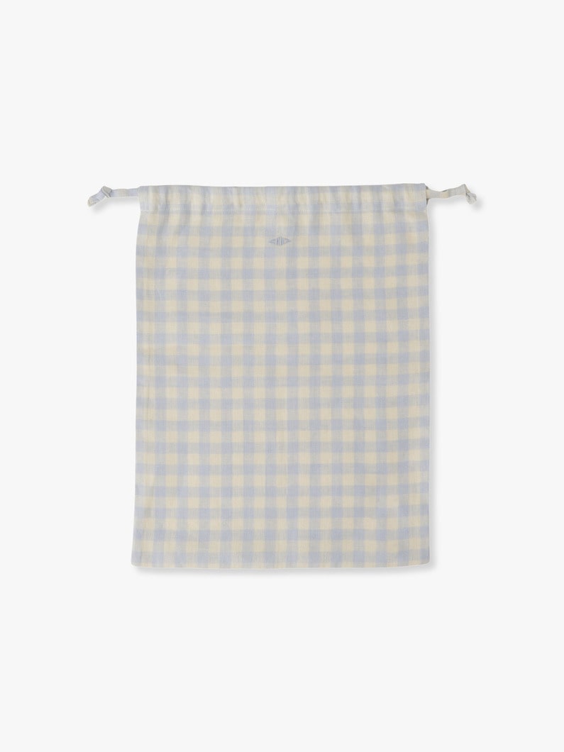 Gingham Linen Large Pouch 詳細画像 light blue