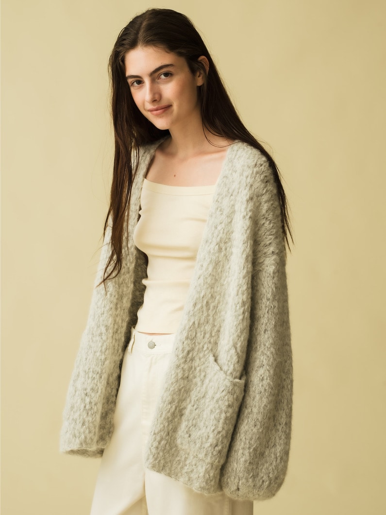 Undyed Alpaca Hand Knit Cardigan 詳細画像 light gray 1