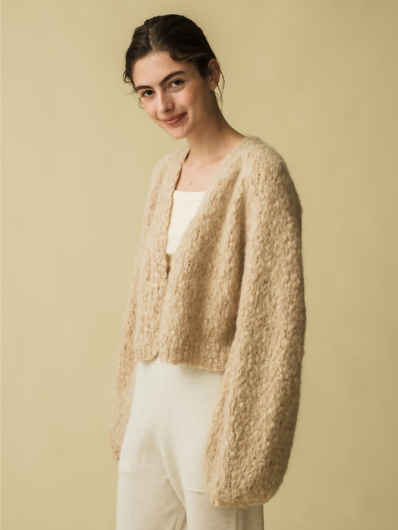 Undyed Alpaca Hand Knit Short Cardigan 詳細画像 light beige 1