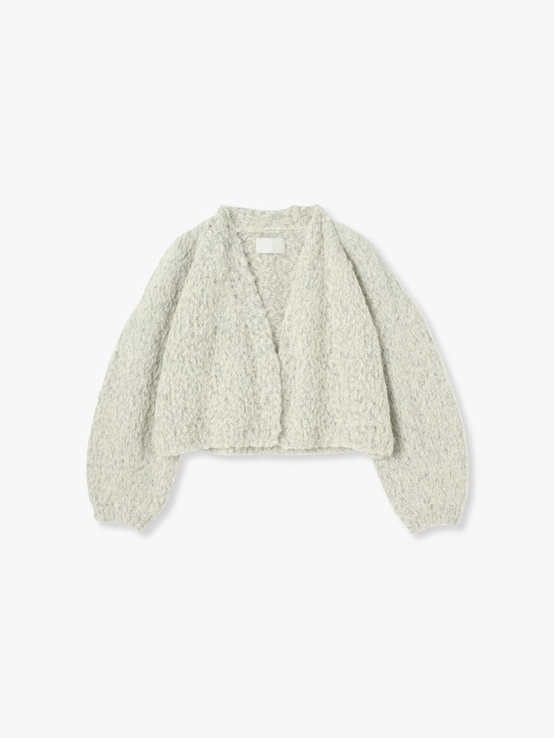 Undyed Alpaca Hand Knit Short Cardigan 詳細画像 light gray 3