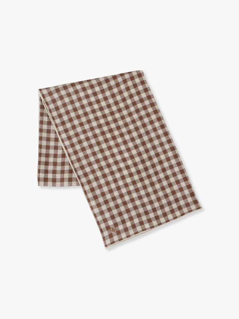 Gingham Linen Tablecloth 詳細画像 brown