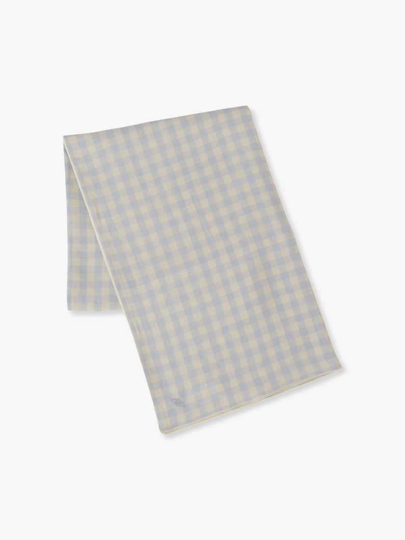 Gingham Linen Tablecloth 詳細画像 light blue