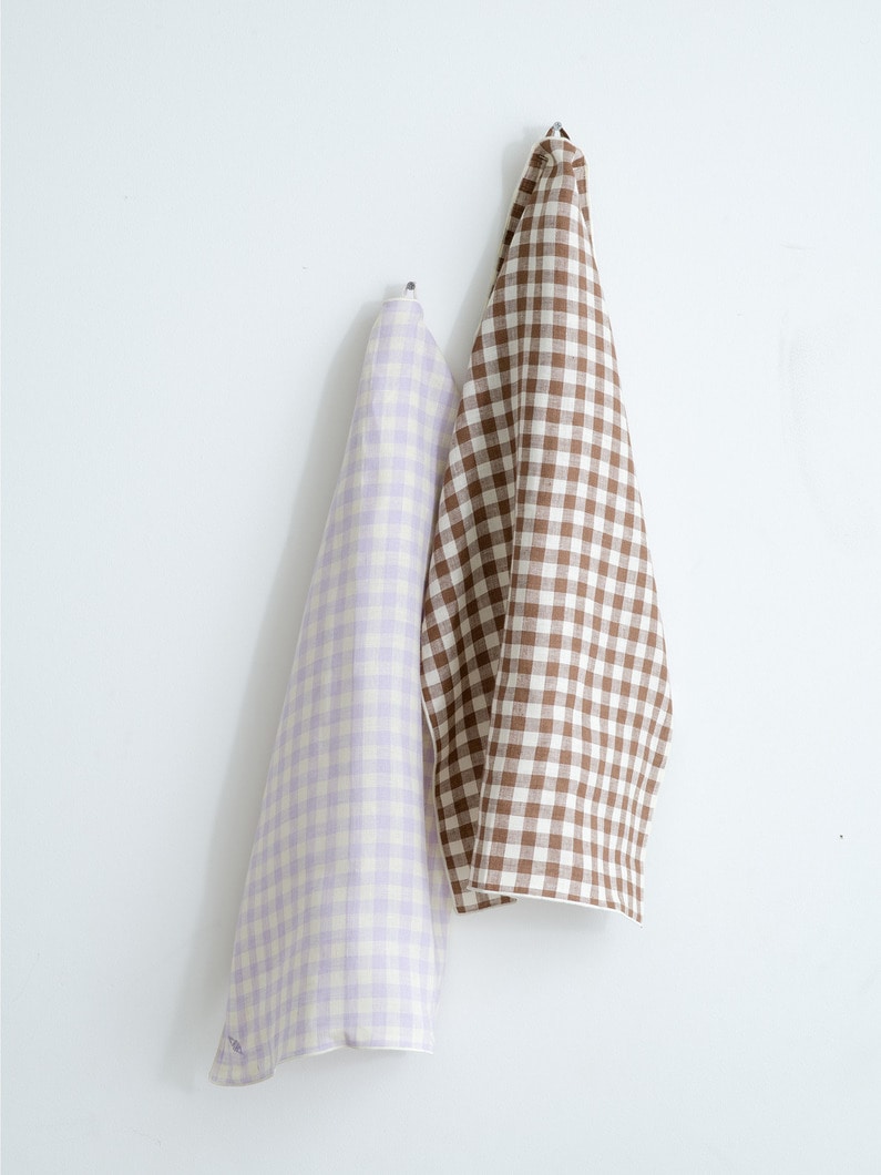 Gingham Linen Kitchen Towel 詳細画像 light blue 5