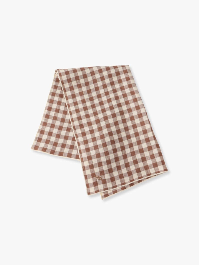 Gingham Linen Kitchen Towel 詳細画像 brown