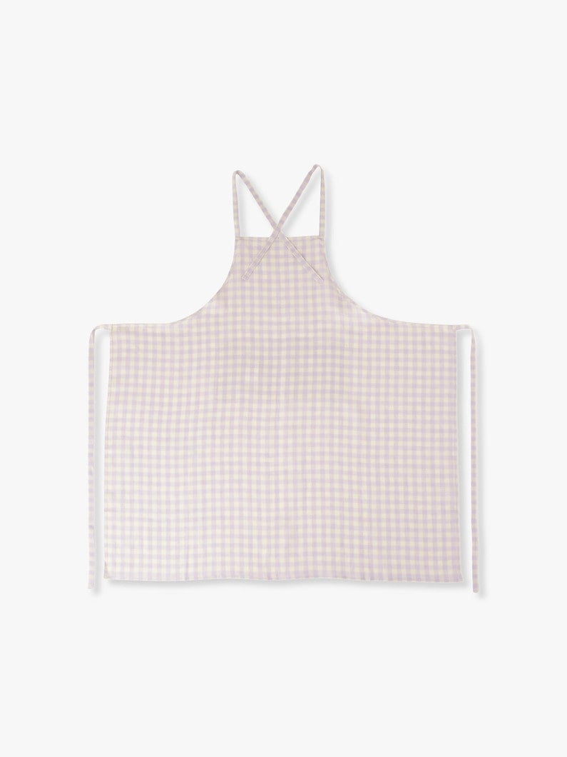 Gingham Linen Apron 詳細画像 light purple 1