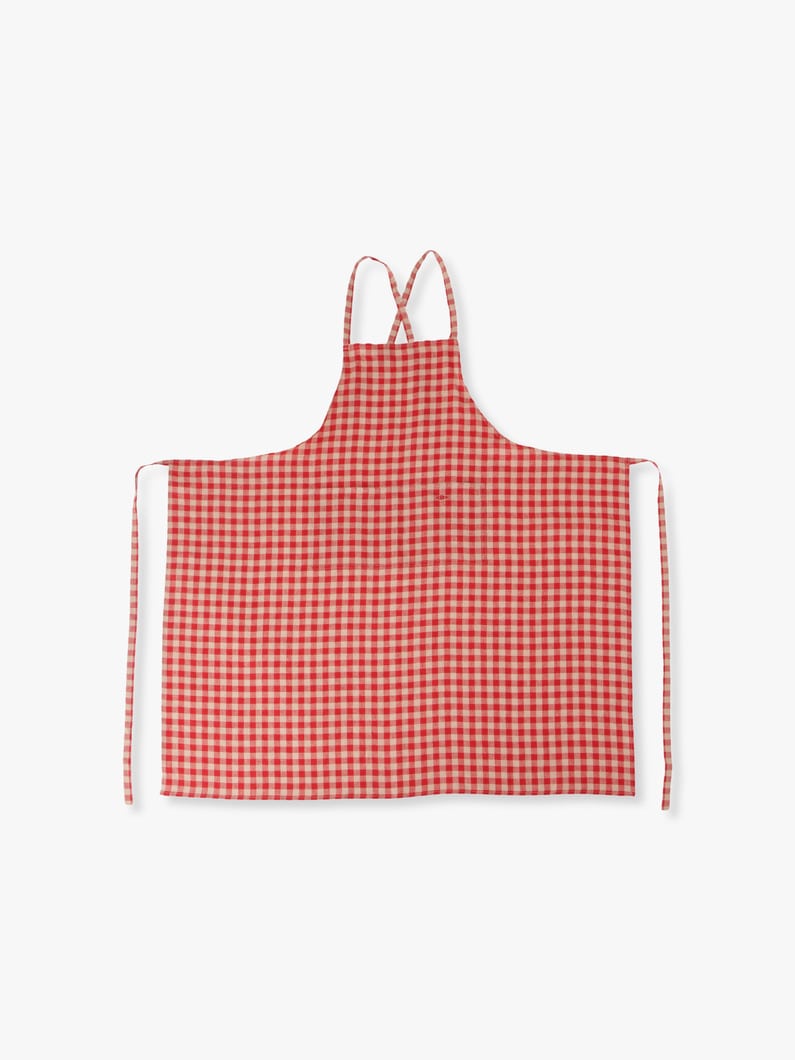 Gingham Linen Apron 詳細画像 red 1