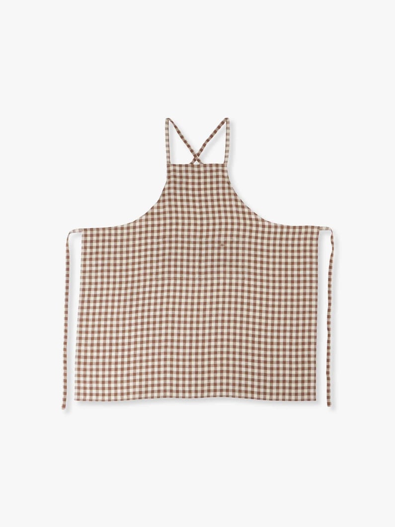 Gingham Linen Apron 詳細画像 brown 2