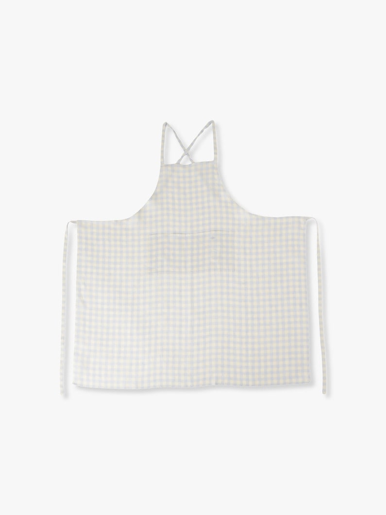 Gingham Linen Apron 詳細画像 light blue 1