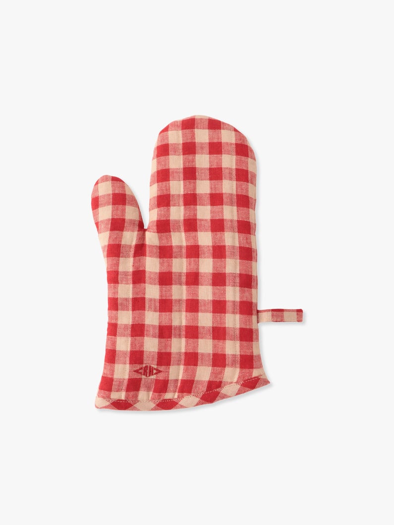 Gingham Linen Kitchen Gloves 詳細画像 red