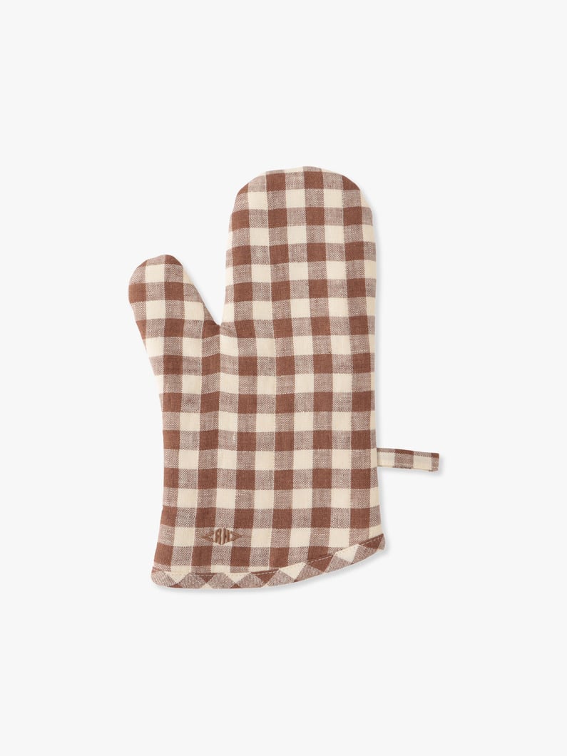 Gingham Linen Kitchen Gloves 詳細画像 brown