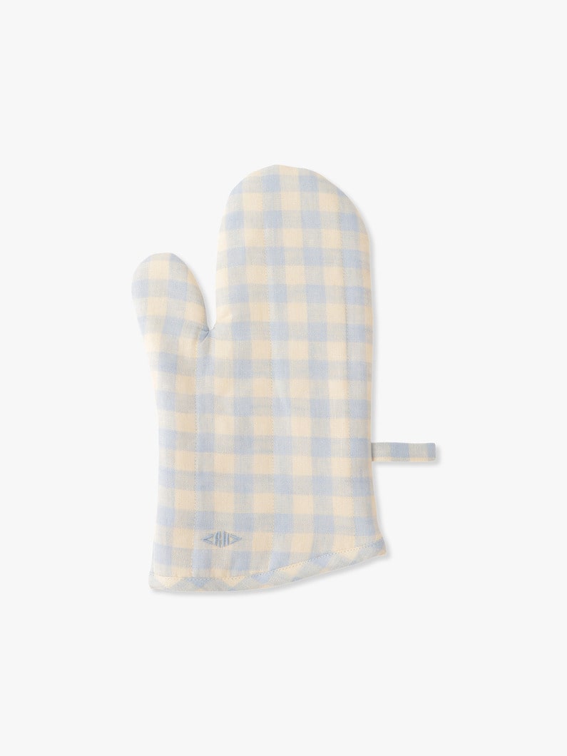 Gingham Linen Kitchen Gloves 詳細画像 light blue