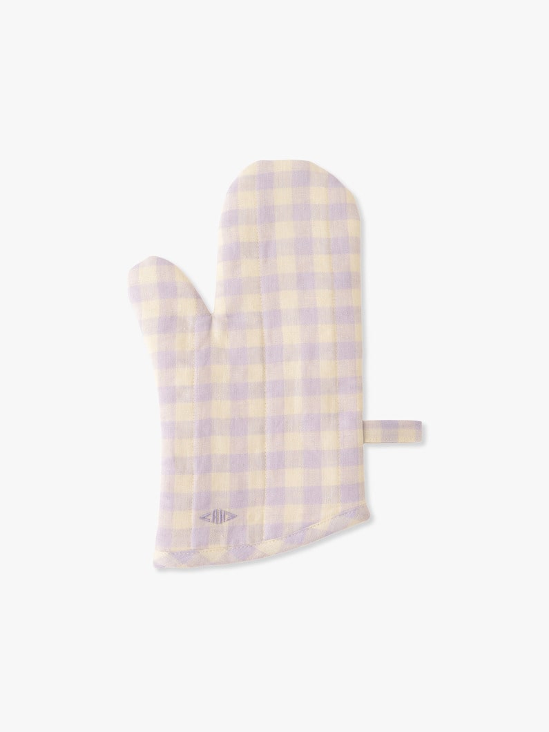 Gingham Linen Kitchen Gloves 詳細画像 light purple 1