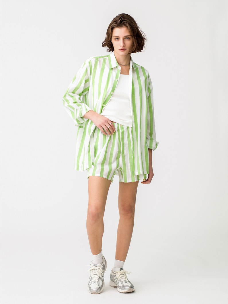 Pistachio Striped Shirt＆Shorts 詳細画像 green 1