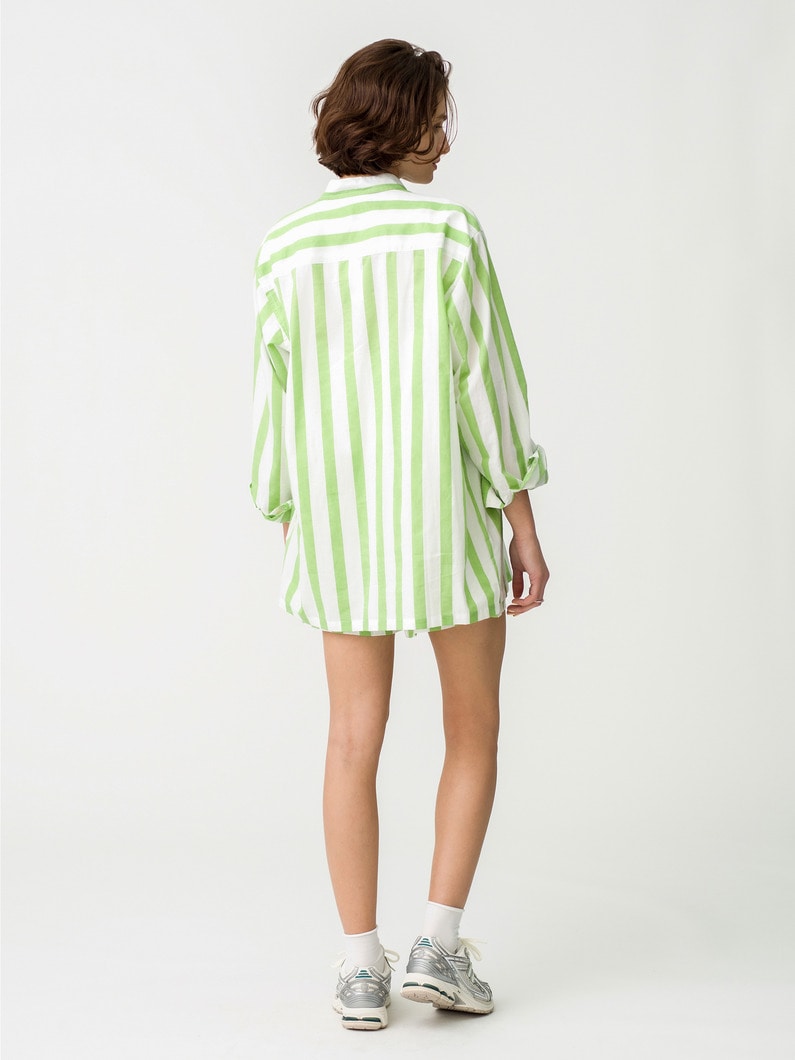Pistachio Striped Shirt＆Shorts 詳細画像 green 3
