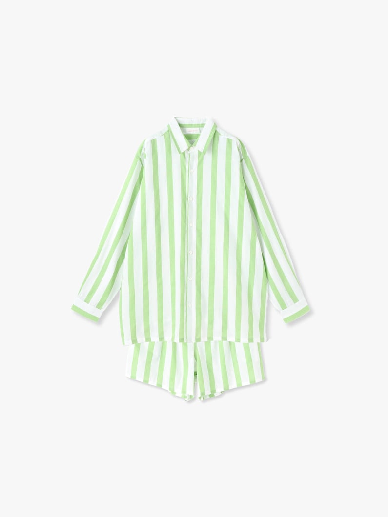 Pistachio Striped Shirt＆Shorts 詳細画像 green 4