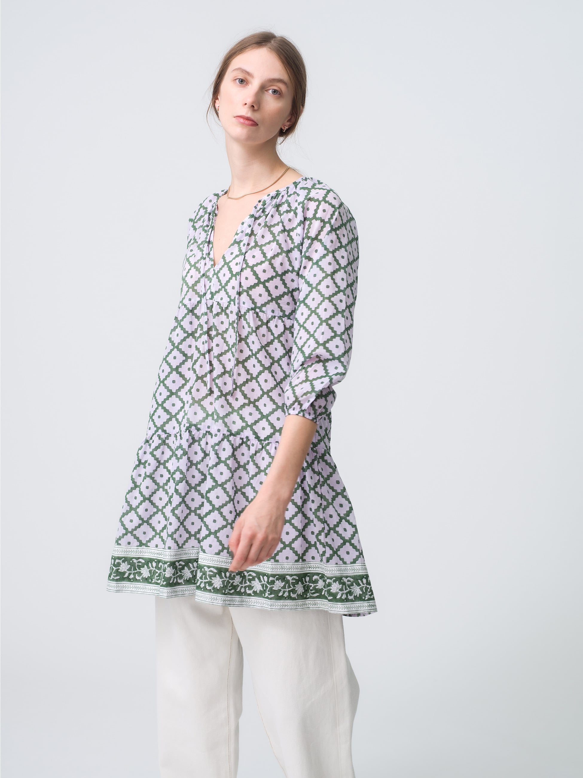 Priya Geo Print Tunic Dress｜SZ Blockprints(エスゼット ブロック